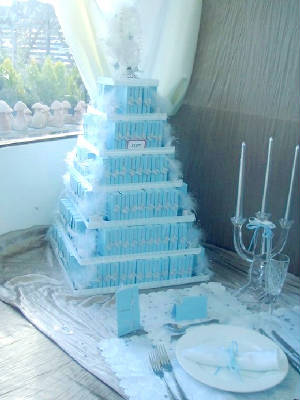 celestial blue wedding box cake